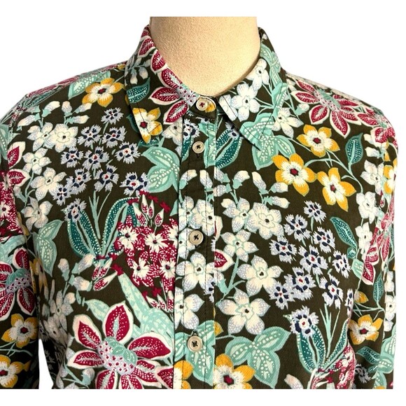 Talbots Womens Floral Mirrored Garden Cotton Button Front Long Sleeves  S - Picture 2 of 10